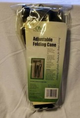 HealthSmart Adjustable Folding Walking Cane, Ergonomic Handle, Black