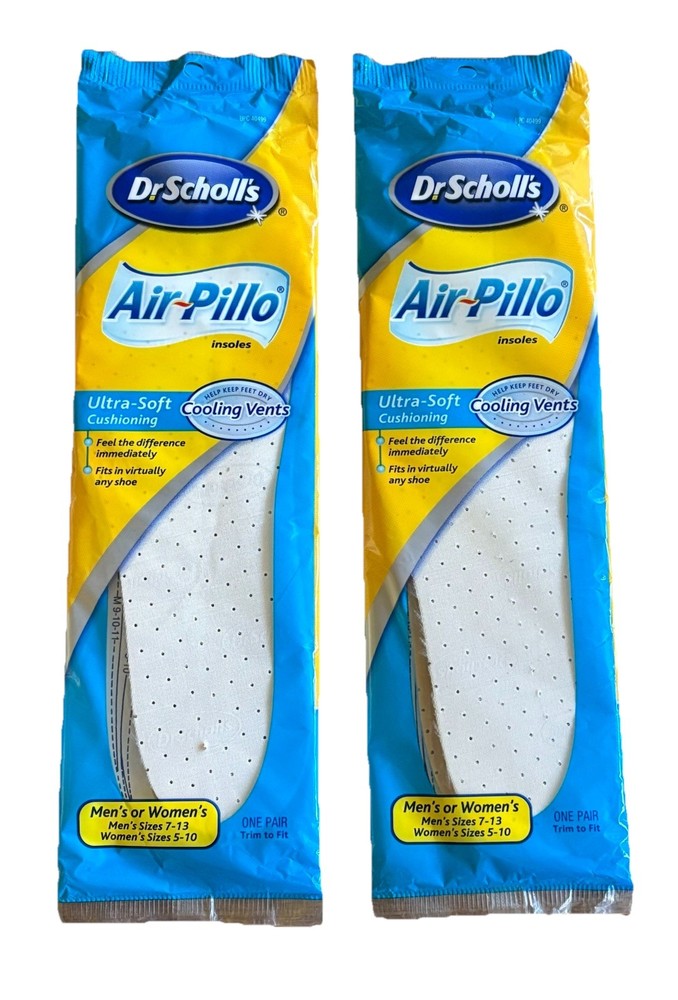 2 Dr Scholl’s Air-Pillo Insoles Ultra Soft Cooling Vents Mens 7-13 Womens 5-10