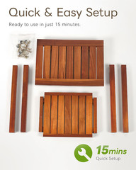 Teak Shower Bench, 16″ Solid Acacia Wood Shower Stool Waterproof Shower Seat wit