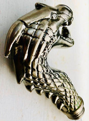 Self Defense Cane – Black Bronze – Beautiful Cast Dragon Head Handle – Tall 38″