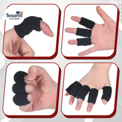 10 Pcs Black Finger Sleeves, Elastic Finger Compression Sleeves, Breathable Fing