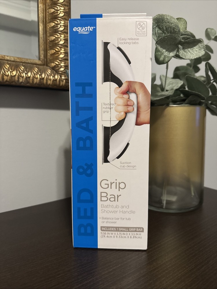 EQUATE Grip Bar Bathtub and Shower SUCTION Handle Small 11.56×3.75×3.5″