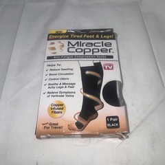 Miracle Copper Anti-Fatigue Compression Socks, S/M, Black, 1 Pair, NIB, Unisex