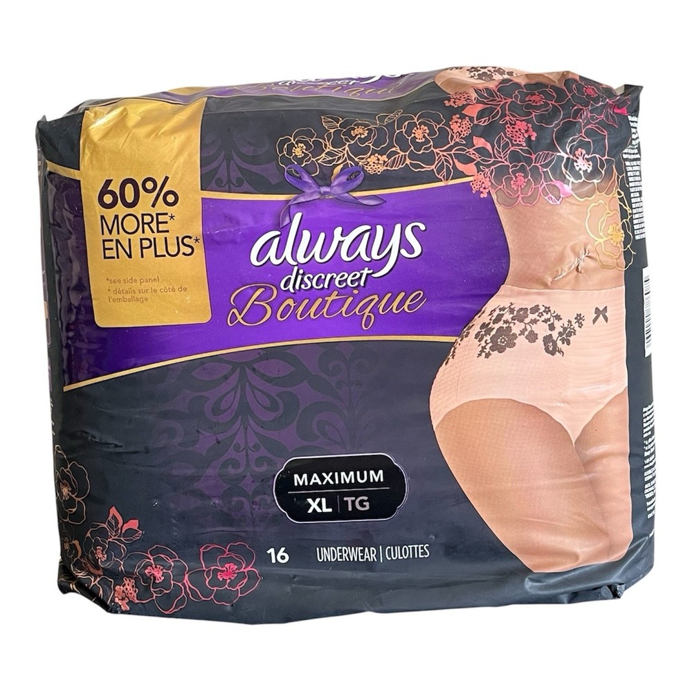 Always Discreet Boutique XL Underwear Maximum Peach Floral Lightly Scented 16 Ct