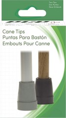 Replacement Cane Tips, 3/4 inch / 1.9 cm diameter, Black, Two Tips