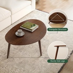 Vadisun Small Oval Coffee Table 25.6 Small Mid Century Modern End Table For