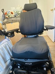 Permobil Power Wheelchair w/ Headrest & Joystick, 6-Wheel, Black/Blue