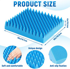 Egg Foam Seat Cushion Blue 18 x 16 x 4 Inches Office Recliner Chair Pain Relief