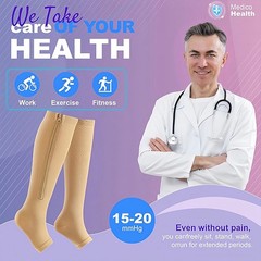 Zip Up open Toe Compression Zipper Socks Calf Support Stockings Women Men USA