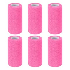4″ x 177″ 6 Pcs Self Adhesive Bandage Wrap Elastic Self Tape Bright Pink