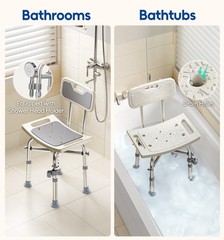 350 lbs Rectangular Adjustable Shower Chair with Back Elderly Seat Bench Stool