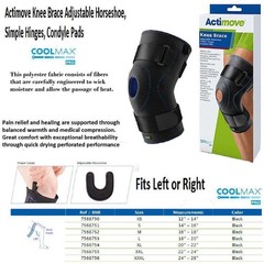 Knee Brace Adjustable Horseshoe, Simple Hinges, Condyle Pads (Black) 3X-Large by