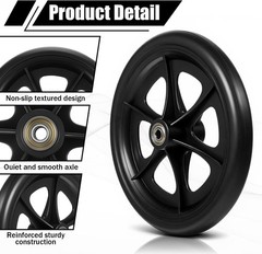 4 Pack 8 Inch Walker Wheels Replacement, Solid Wheelchair Front Wheels Anti-S…