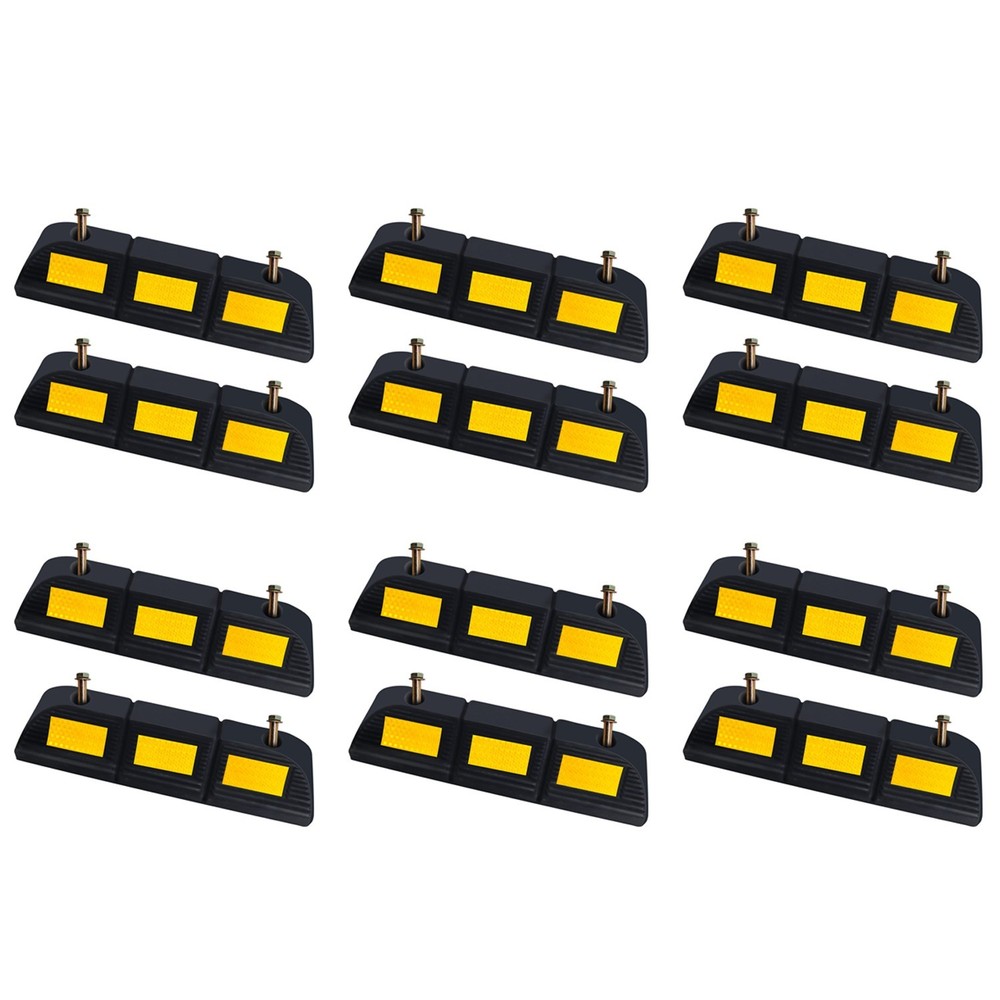 12 Pc Parking Stopper for Garage Floor, Heavy Duty Rubber Car Wheel Curb Stopper