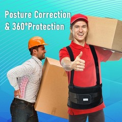 Plus Size Back Support Belt with Removable Straps, Posture Corrector for Heavy L