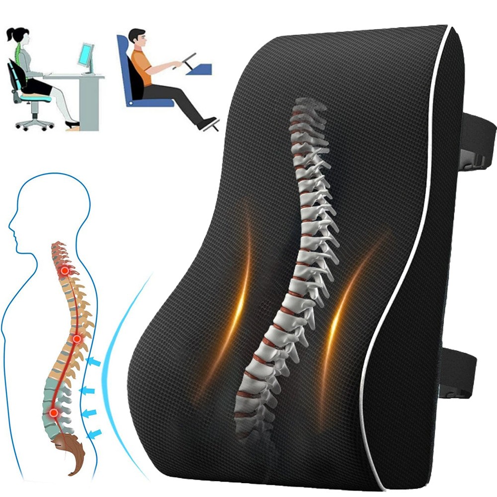 Truck Driver Seat Cushion Memory Foam Lumbar Back Support for Office Chair Car