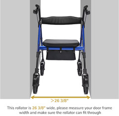 Yescom Rollator w/Seat – Upright Bariatric Walker w/8″ wheels- 18″x16″ Seat Blue