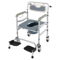 Height Adjustable Commode Chair, Rolling Shower Wheelchair, Versatile Design