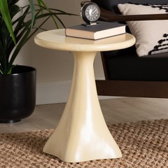 & Aponi Marbled Resin End – Round Top And Pedestal Base Modern