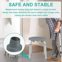 4 Pcs Slope Gray Rubber Feet for Bath Chairs – Corrosion-Resistant & Reliable