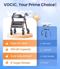 Z21 Ruby Red Rollator Walker: Foldable, Safe & Stylish Mobility Aid for Seniors