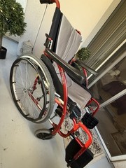 Karma Manual Wheelchair Foldable Padded Seat/Armrests Footrests Red/Black/Gray