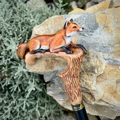 Hand-Painted Fox Walking Cane, Fashion Hand-painted Luxury Walking Stick