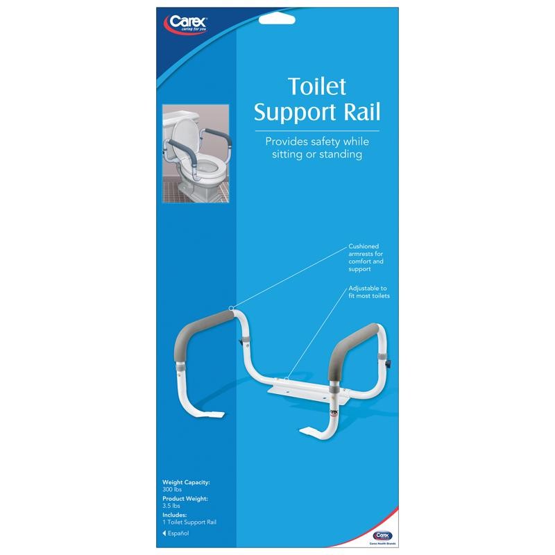 Carex Health Brands White Toilet Safety Bar Aluminum/Plastic 11″H x 21″L