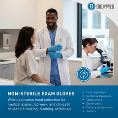 BodyMed Nitrile Gloves for Exam and Home Use, 100 Count – Latex & Powder Free