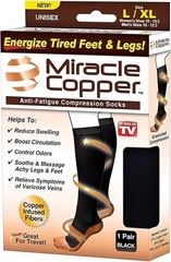 MIRACLE COPPER INFUSED COMPRESSION SOCKS 3-PACK (S/M) 15-20 mmHg, Solid