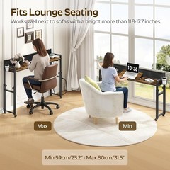 Recliner Table W/ Wheels Overbed Table Height Adjustable W/ Charging Station