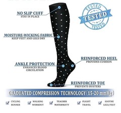 NEW Multi Color Design Unisex Women/Men Compression Socks Size L/XL 15/20 Mmhg