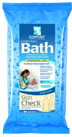 Comfort Bath Soft Pack Bath Wipe, Aloe / Vitamin E, Unscented, Pack of 8