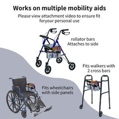 Wheelchair Side Bag with Cup Holder, Stretchable Walker and Wheelchair Pouch,…