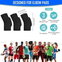 3 Pairs Elbow Pads Compression Support Brace for Volleyball, Basketball, Tennis,
