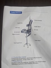 Hands Free Knee Crutch, Single Leg Telescopic Walker, Non Slip Assistive Device