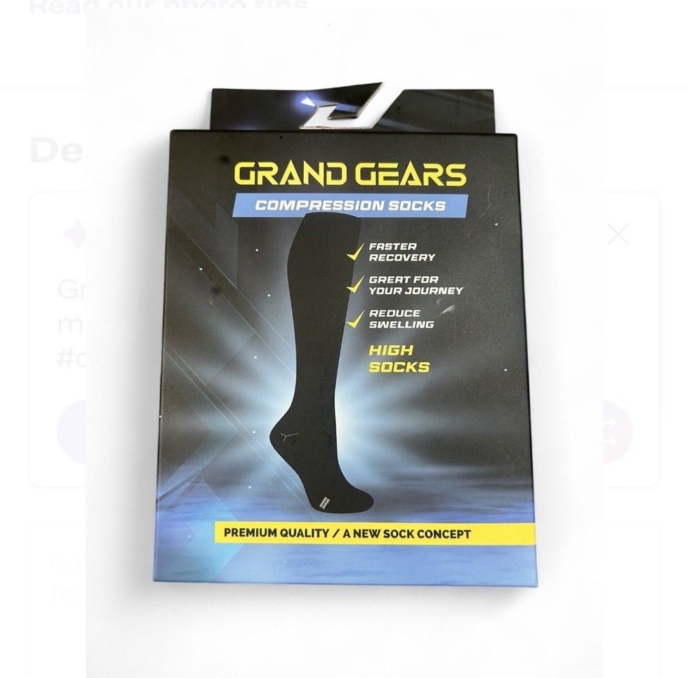 Compression Socks L/XL Black Knee High Circulation Recovery Brand Gears NEW