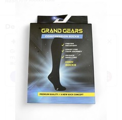 Compression Socks L/XL Black Knee High Circulation Recovery Brand Gears NEW