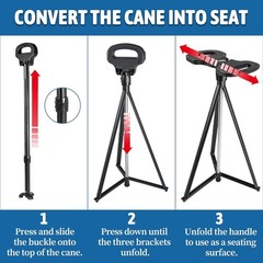 Cane with Seat Portable Walking Stick Folding Chair Lightweight Aluminum Mobi…