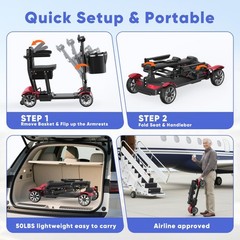Foldable 4-Wheel All-Terrain Electric Mobility Scooter for Adult,Airline Approve