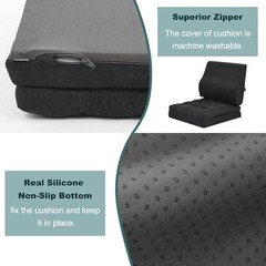Memory Foam Recliner Cushions with Lumbar 20x20x5 Inch (Pack of 1) Black