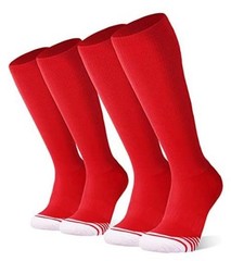 2/3 Pack Baseball Soccer Softball Socks for Kids Youth Men Small Red (2 Pack)