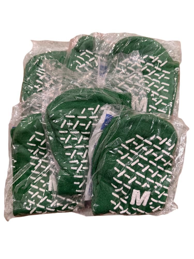 6 pairs Hospital NON slip Green Socks Yoga Double Sided Size Medium