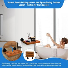 20″ Teak Fold Down Shower Seat Wall Mounted Bench 400lb Rust Resistant