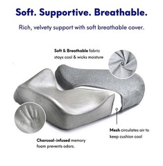 C Cushion Lab Dense Memory Foam Pressure Relief Ergonomic Seat Cushion, Gray