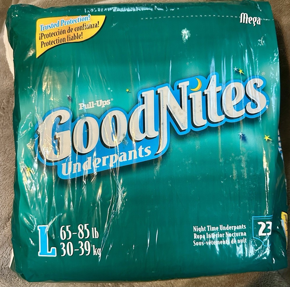 Vintage 2000-2002 GoodNites Underpants Pull-Ups L 65-85lb MEGA 23 Count