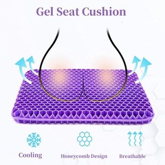Gel Seat Cushion for Long Sitting, Double Thick Office Desk Home Wheelchair Seat