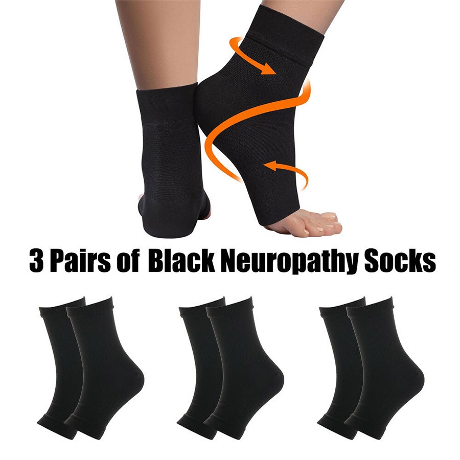 3 Pairs Diabetic Compresssion Socks for Neuropathy Swollen Bariatric Lymphedema
