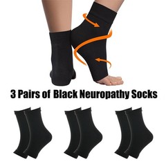 3 Pairs Diabetic Compresssion Socks for Neuropathy Swollen Bariatric Lymphedema