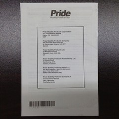 Pride INFMANU3354 Power Wheel Chair VR2 Joystick Controllers Instruction Manual
